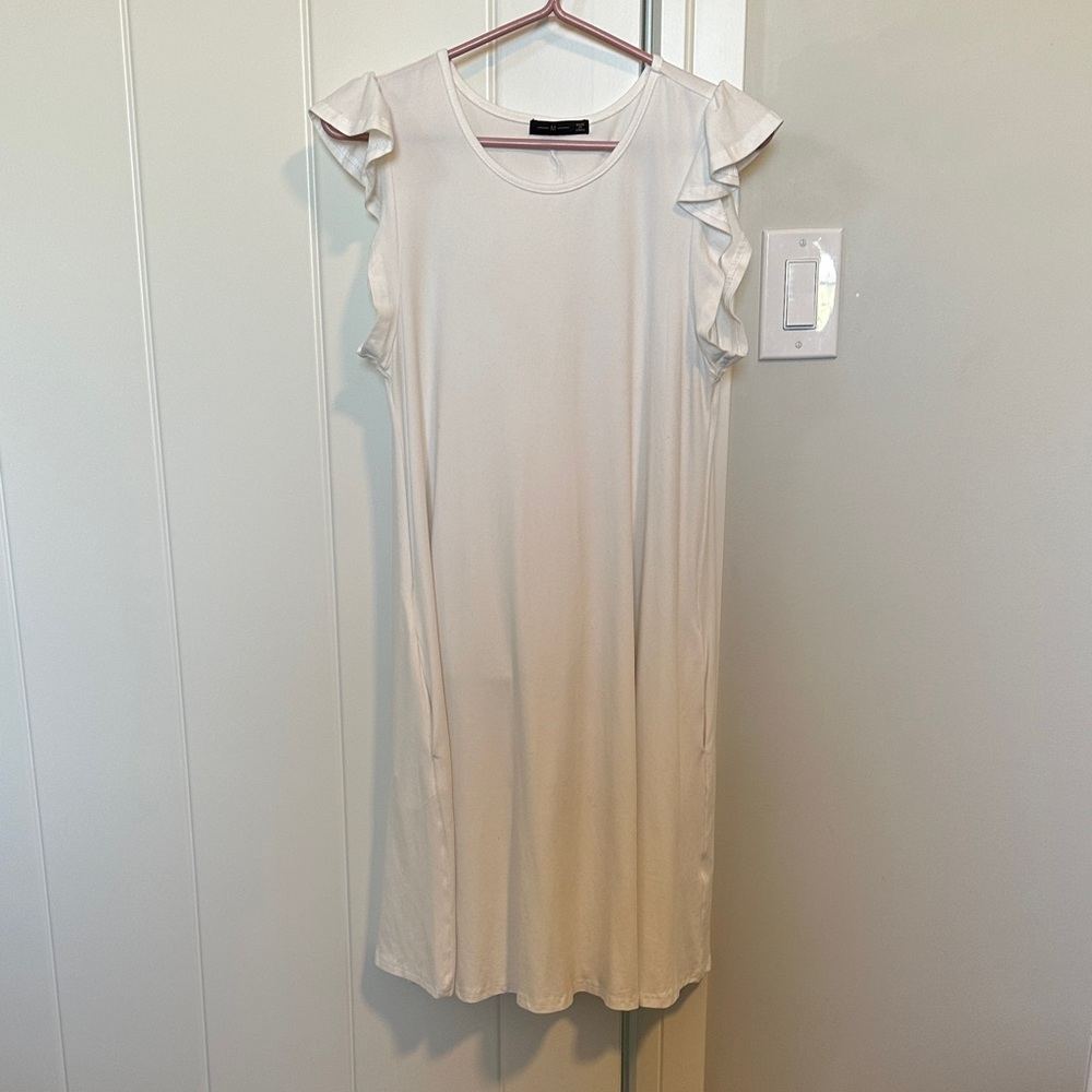 White Ruffle Sleeve Dress